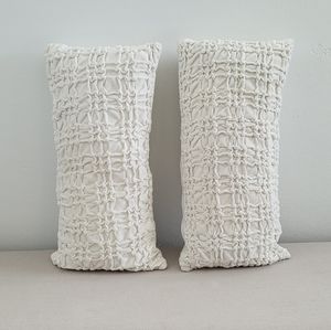 CB2 White Down Throw Pillows (2) Like New!